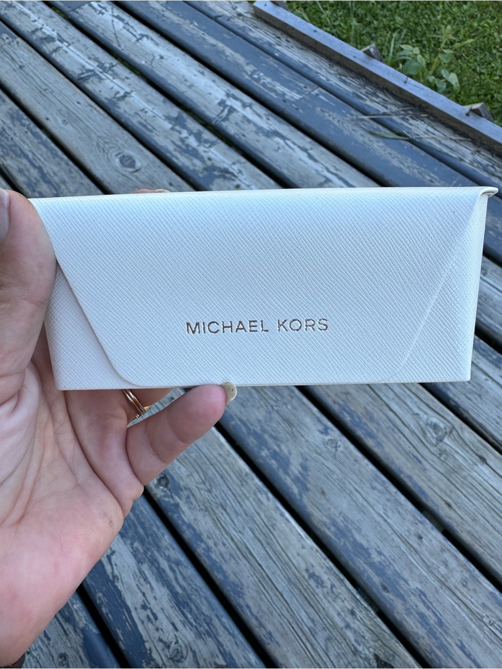 Michael Kors Cream Sunglasses Envelope Case with Gold Logo